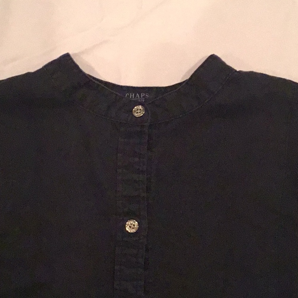Chaps XL Navy Button Up Top - Picture 2 of 3